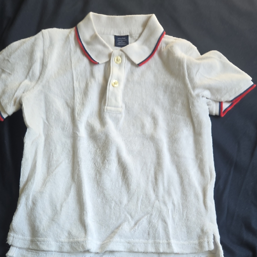 GAP White Polo Shirt with Red & Navy Trim